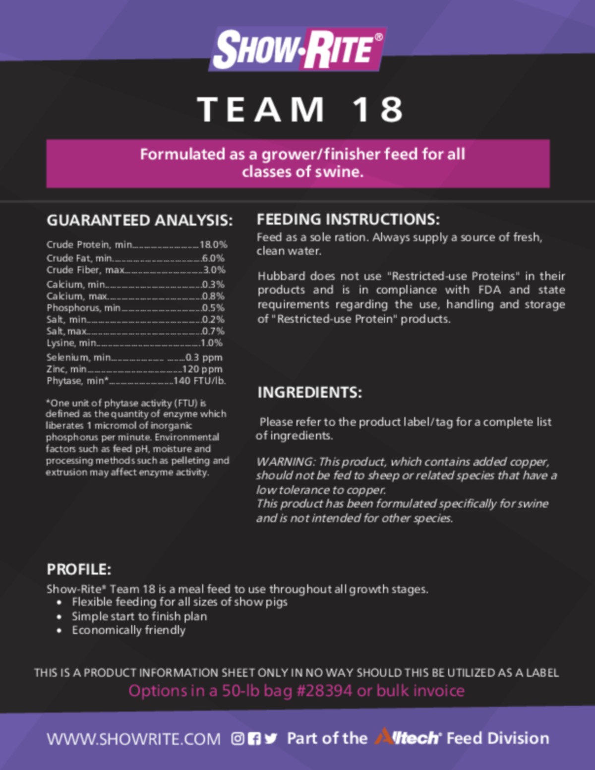 Show-Rite® Team 18 Pig Feed