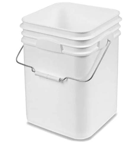 4 Gallon Square Plastic Bucket Food Grade BPA Free containers ( Pack of 2 )