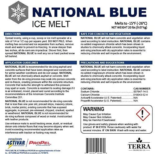 National Blue Ice Melt 8lb Bag - Fast Acting Ice Melter - Pet, Melts to -15°F